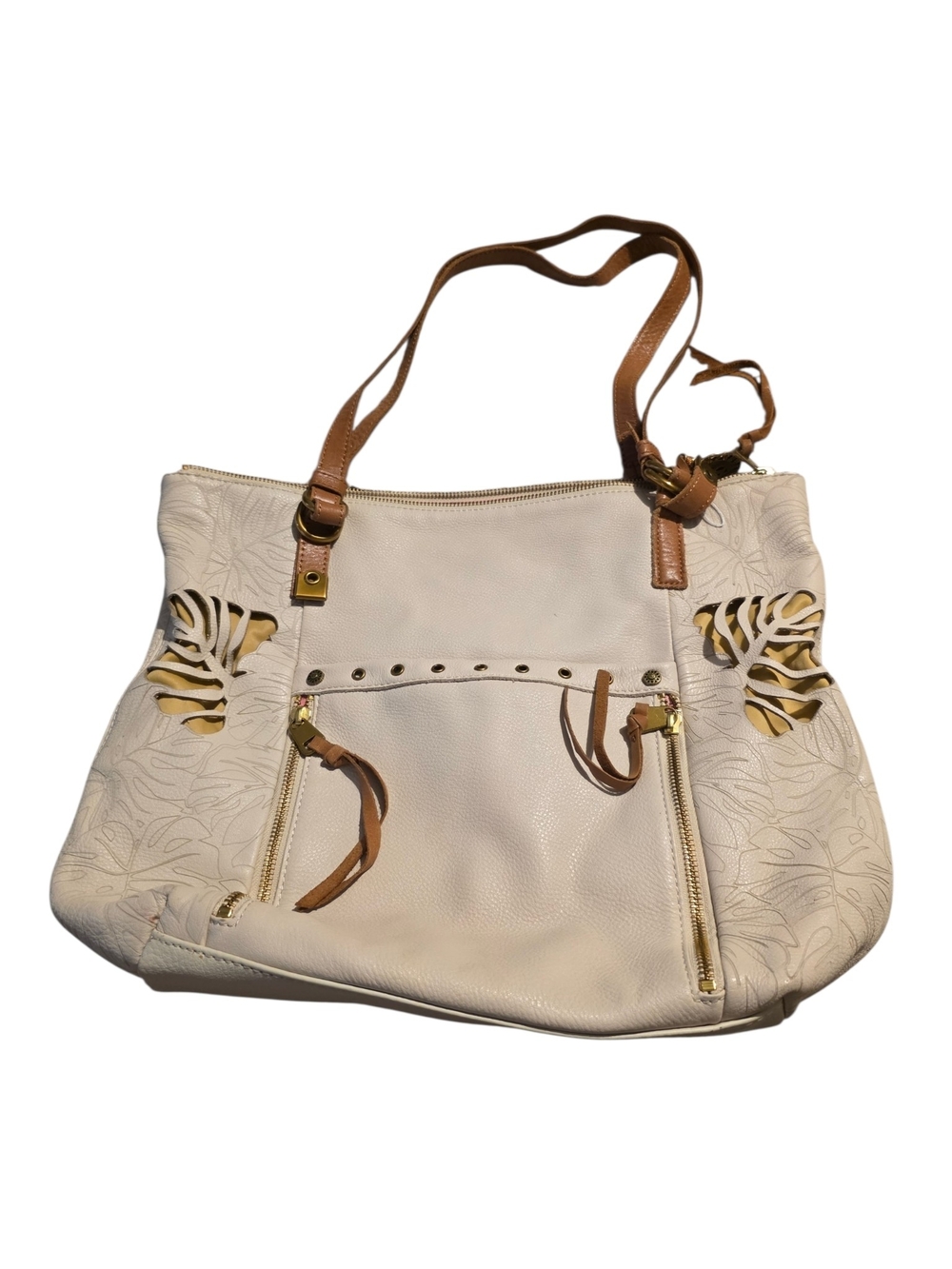 The Sak White Leather Monstera Leaf Cutout Tote - Picture 3 of 11